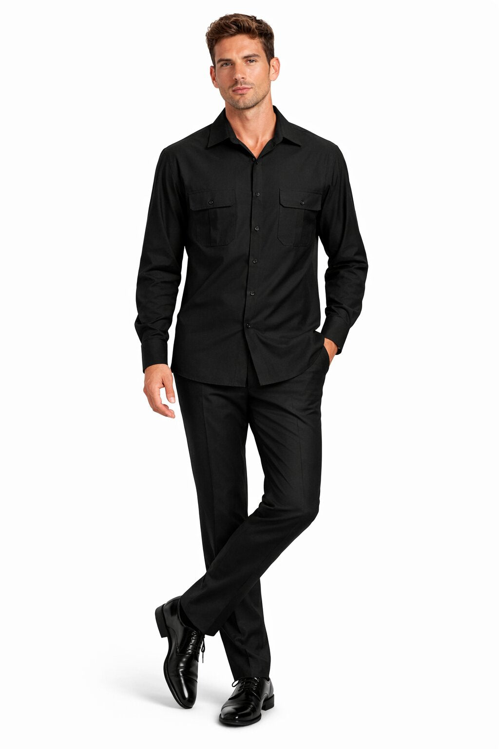 Mens Luxury Black Wool Two-Piece Leisure Walking Suit - Image 8