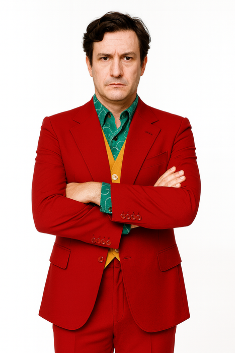 Men's Red Suit With Orange Vest Joker Custom