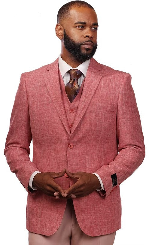 Vitali Guava Scoop Vested Modern Fit Suit M1937