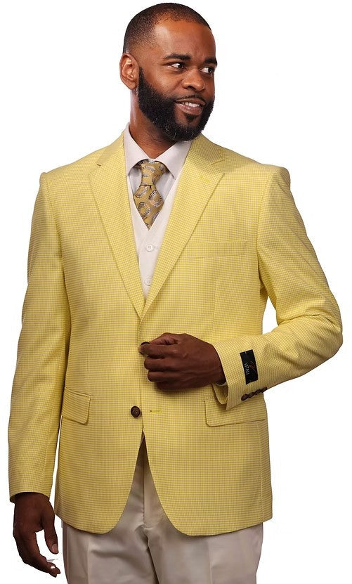 Vitali Yellow Houndstooth Vested Modern Fit Suit M8101