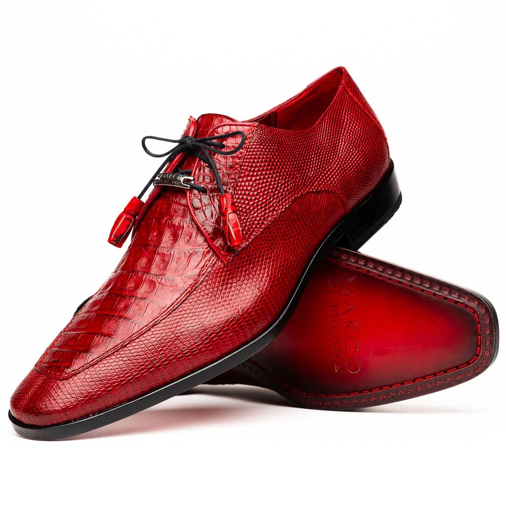 Marco Di Milano Merida Red Oxfords Lizard & Caiman Crocodile Shoes - Image 4