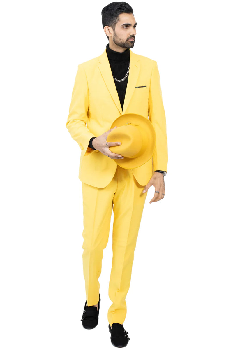 Graduation Suit - Men's Slim Fit Light Weight Poplin Polyester Suit in Yellow - Image 2