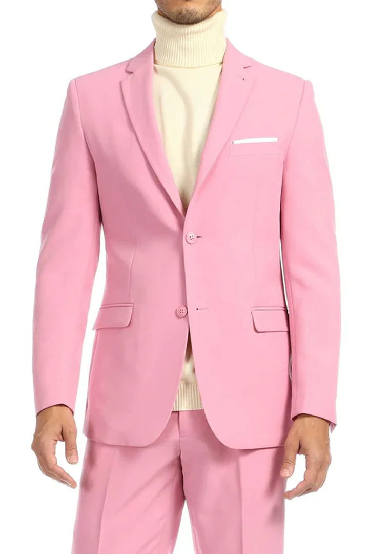 Mens Easter Suit - Jacket and Pants in Summer Color pink Modern Fit Light Weight Modern Fit
