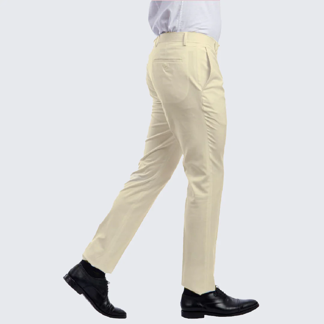Mens Ivory Slim Tailored Dress Pants – Stylish Skinny Fit Trousers Ivory / Dress Size Pants: 40