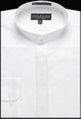 Men'S Collarless Embroidered Mandarin Banded Collar Preacher Round Style White Men Dress Shirt
