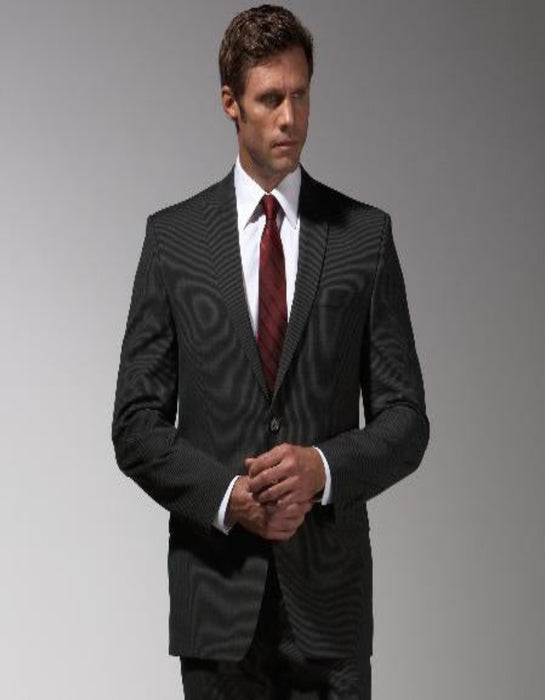 Mantoni Suit - Signature Menswear Wool Fabric SuitsOutlet - Brand Black Stripe ~ Pinstripe Suit - High End Suits - High Quality Suits