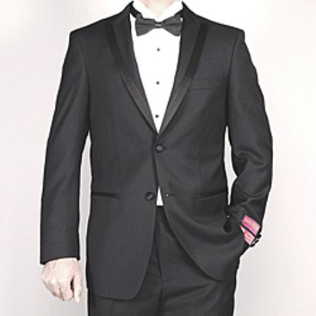 Mantoni Suit - Signature Menswear Wool Fabric SuitsOutlet - Brand Men's Black Tuxedo - High End Suits - High Quality Suits