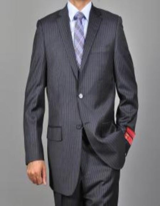 Mantoni Suit - Signature Menswear Wool Fabric SuitsOutlet - Brand Men's Charcoal Grey 2-button Suit - High End Suits - High Quality Suits
