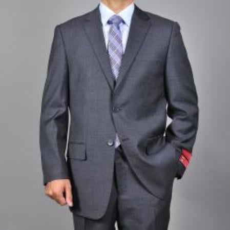Men's Mantoni Suit - Signature Menswear Wool Fabric SuitsOutlet - Brand patterned Dark Grey 2-button Suit - High End Suits - High Quality Suits