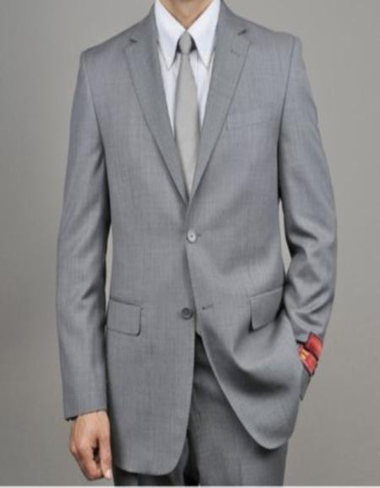 Mantoni Suit - Signature Menswear Wool Fabric SuitsOutlet - Brand Men's Grey Birdseye 2-button Suit