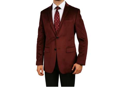 Cheap Priced Online Burgundy ~ Maroon Blazer - Sport Coat ~ Wine Color Luxurious Velvet Highlights Men'S Blazer