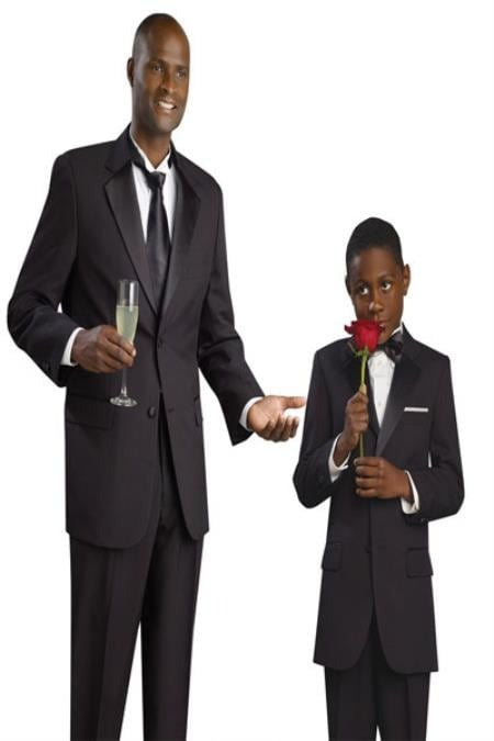 Matching Kids Sizes Father & Son Boys and Men's Suit Prefect for toddler Suits wedding attire outfits & Tuxedo – Black