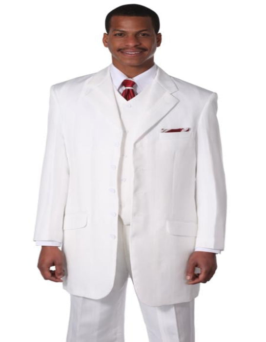 Men'S Shadow Tone On Tone Stripe Fashion Long Style Designer Church Zoot Suit - Pimp Suit - Zuit Milano Suit White