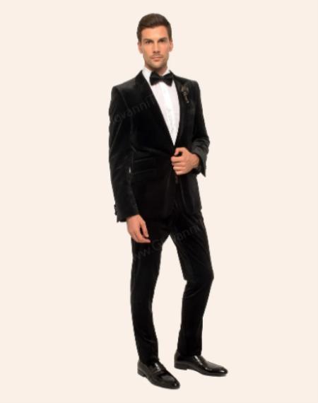 Men'S Black Velour Men'S Blazer Jacket