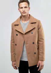 Men'S Camel Big And Tall Wool Fabric Designer Men'S Wool Men'S Peacoat Sale