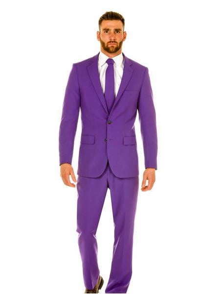 Men'S Light Purple ~ Dark Lavender 2 Button Jacket + Pants