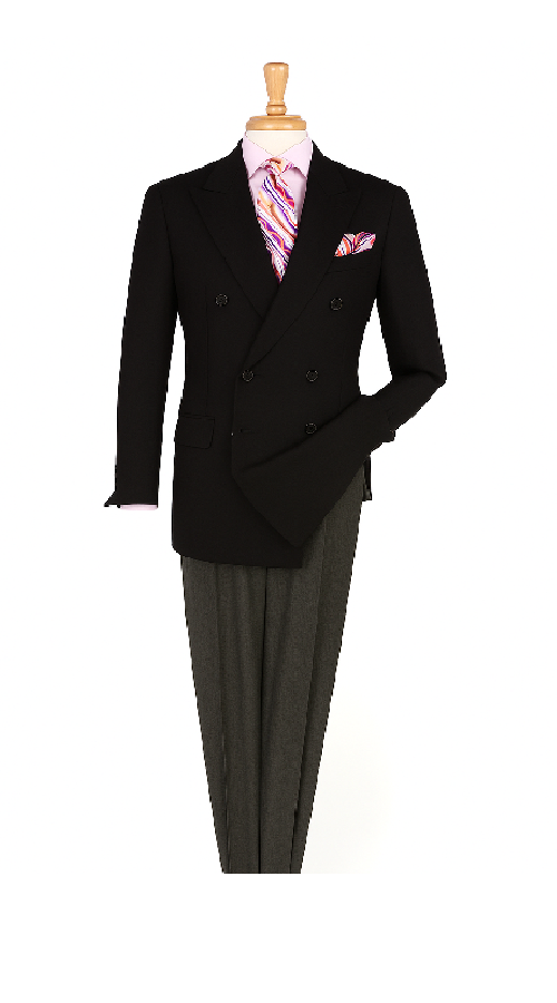 Men'S Double Breasted Suits Jacket Blazer Sportcoat Black Jacket