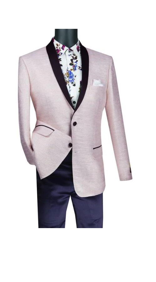Men'S Suit 2 Button And Metallic Stripe Sport Coat Pink Color