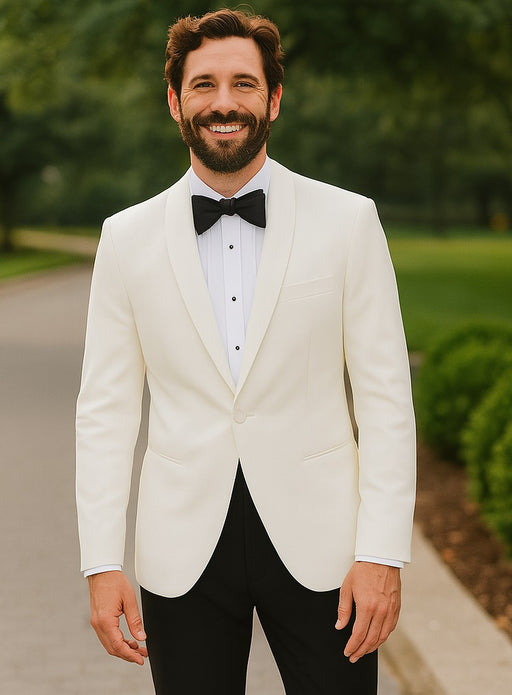 Men'S Ivory Dinner Jacket Slim Fit Blazer Cream Off White