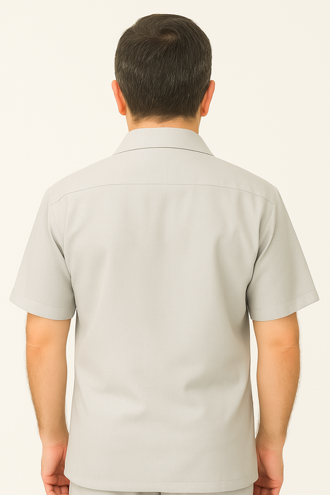 Men's 2 Piece Big Size Grey Linen Short Sleeve Casual Outfit Casual Two Piece Mens Walking Outfit For Sale Pant Sets Suit