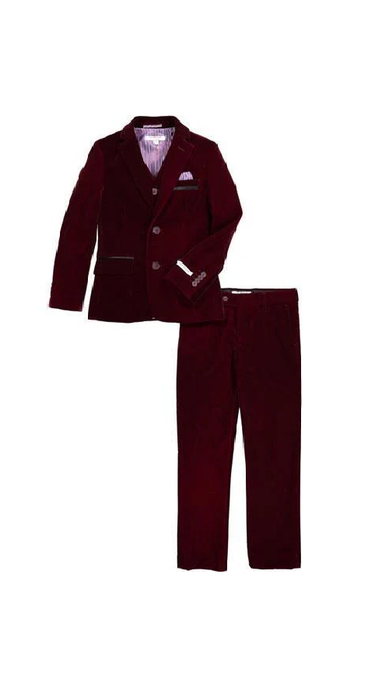 Men's Velvet Fabric Burgundy Wine Maroon Suit Men's blazer Burgundy Suit