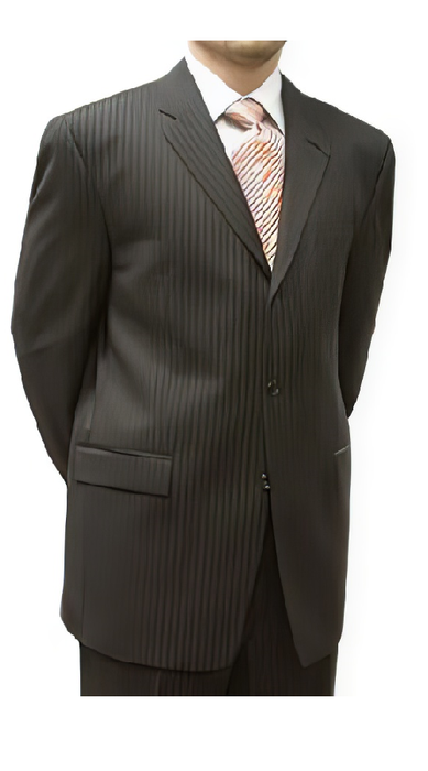 Men's Dark Brown Pinstripe 3 Buttons Men's 100% Super 140's Worsted poly~rayon