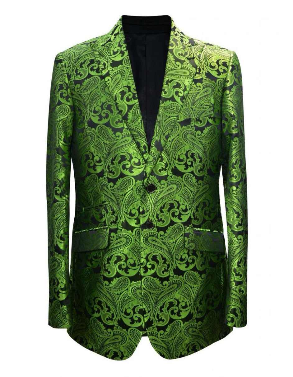Men's Green Paisley Tuxedo Blazer – Luxury Slim Fit Dinner Jacket for Formal Events - Image 4