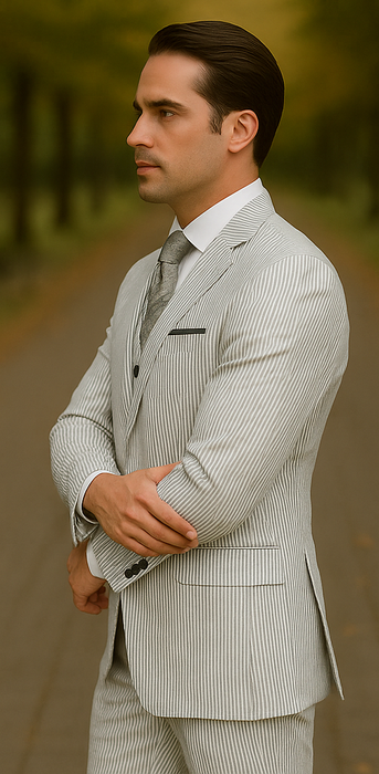 Men's Big & Tall Seersucker Sear sucker suit Black