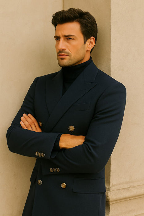 Men's Charcoal Grey - Dark Gray Fabric Double breasted Overcoat  44 inch full length Topcoat