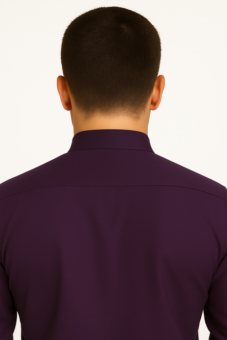 Men's Fashion Hidden Button French Cuff Mandarin Collarless Preacher Round Style Men's Dress Shirt