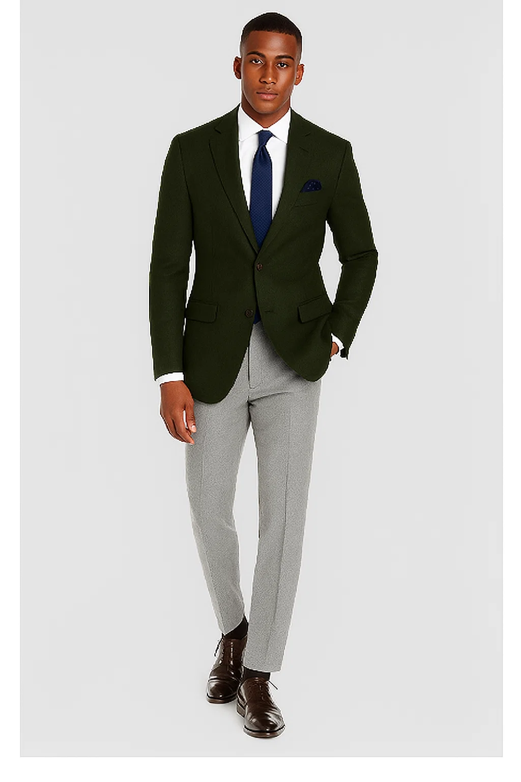 Men's Forest Green 2 Button Solid Pattern Cheap Priced Designer Fashion Dress Casual Blazer For Men On Sale - Image 2