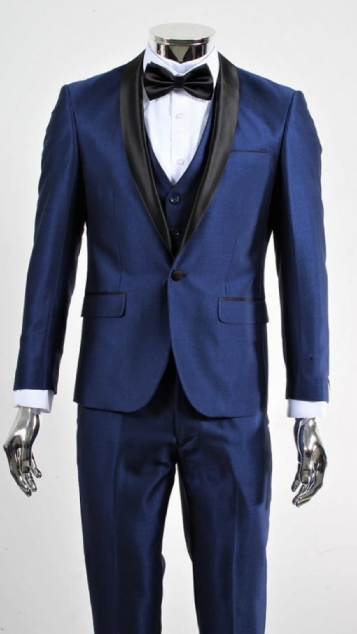 Men’s Shiny Sharkskin Saphire Royal Blue Tuxedo