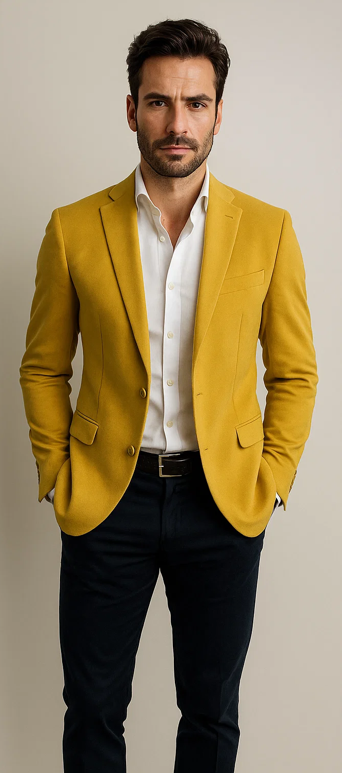 Men's Yellow Four Button Cuffs Cheap Priced Designer Fashion Dress Casual Blazer On Sale Blazer - Image 2