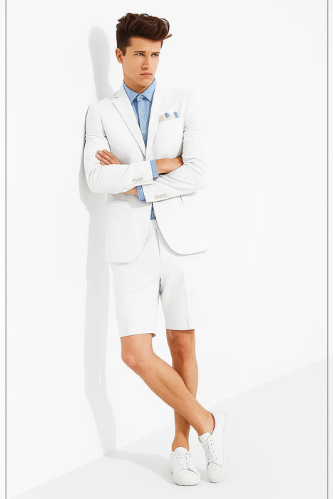 Men's summer business suits with shorts pants set
