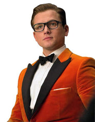 Alberto Nardoni Brand Orange Velvet Tuxedo Blazer - Sport Coat~ Sport Coat Jacket Tuxedo With Black Lapel + Black Pants