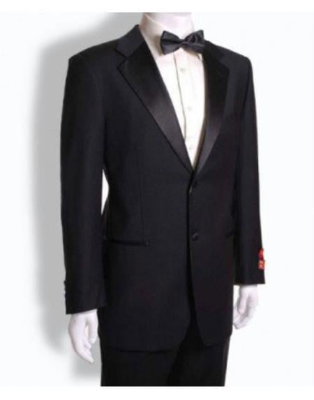 Men's 2 Button Tuxedo Dinner Suit Jet Black- High End Suits - High Quality Suits - 100% Percent Wool Fabric Suit - Worsted Wool Business Suit