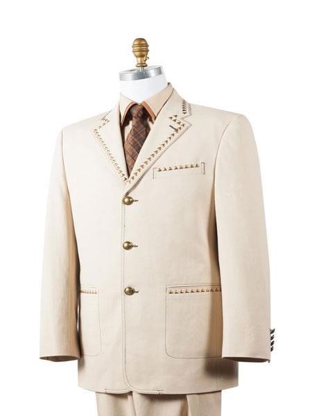 Men's 3 Button 2pc Taupe Zoot Suit and Pants