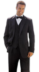 1 Button Solid - Plain Soft 3 Pieces Vested Tuxedo Super 150'S Suit + Tuxedo Shirt - 100% Percent Wool Fabric Suit - Worsted Wool Business Suit