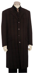 Men's Button Fastener Brown Long 3pc Suit and Pants