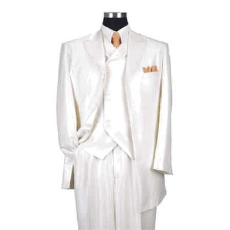 Creme Vested Men's 8 button Suit Jacket