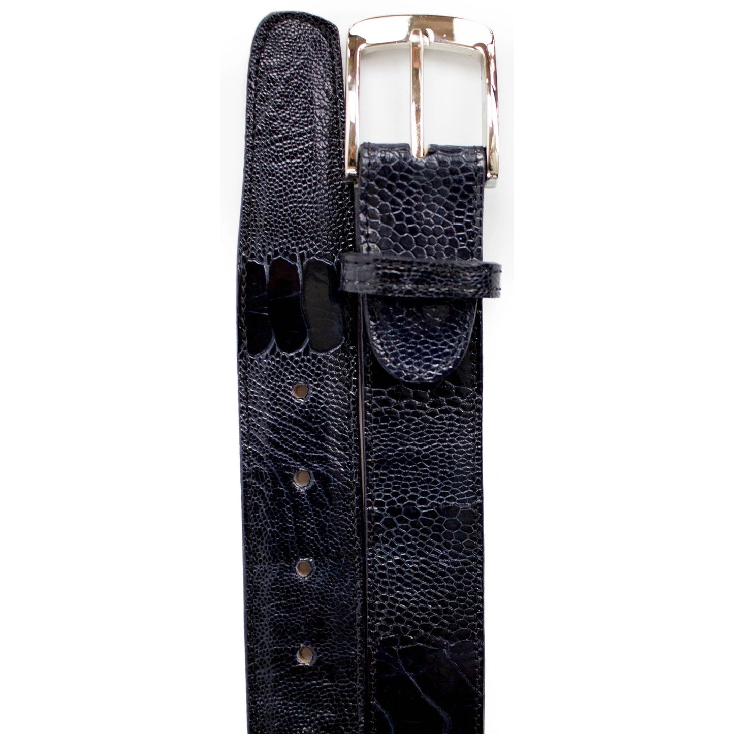 Mens Belvedere Ostrich Leg Dress Belt in Brandy