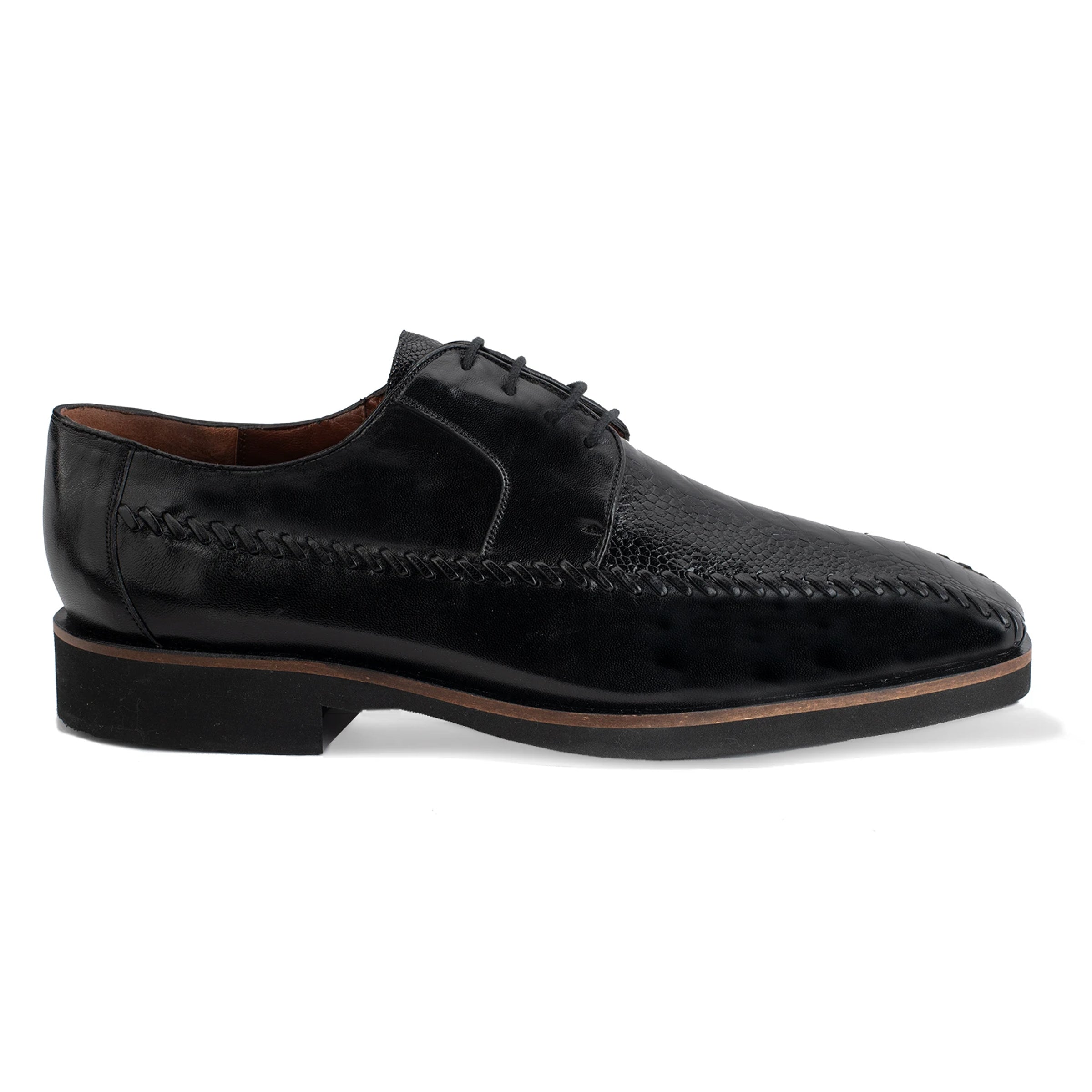 Mens Belvedere Tyson Genuine Ostrich & Calf Skin Dress Shoe in Burgundy