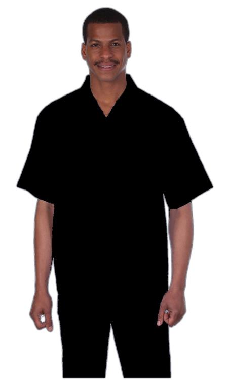 Mens Walking Suits Casual Two Piece Sets Summer Short Sleeve Shirt & Pants Casual Two Piece Mens Walking Outfit For Sale Pant Sets Casual Suit Set Men'S Suit 100% Mens Linen Suit - Fabric - Black