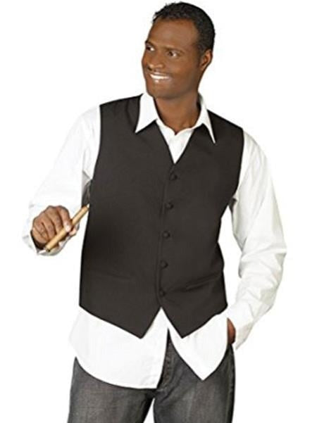 Men's Black V-Neck Tailored 5 Buttons Down Dress Tuxedo Wedding Vest ~ Waistcoat ~ Waist coat