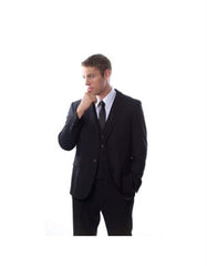 West End Men'S Young Look Slim Fit Black Vested Suit
