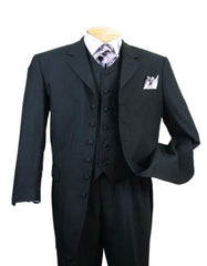 Classic Long Solid Black Fashion Suit