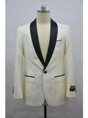 Men's Blazer Ivory ~ Black Tuxedo Dinner Jacket and Blazer Two Toned