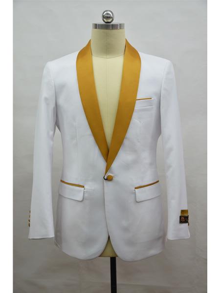 Men's Blazer White ~ Gold Tuxedo Dinner Jacket and Blazer Two Toned