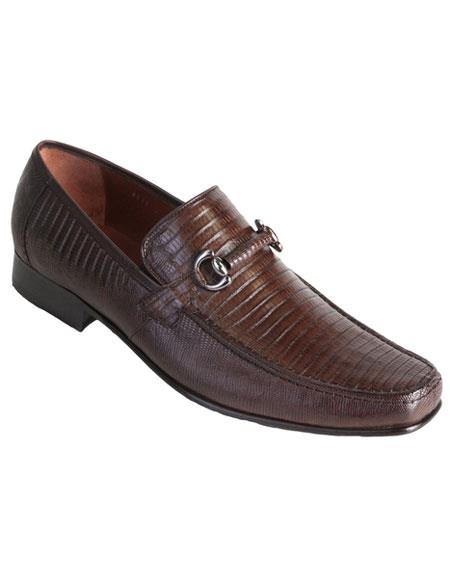 casual brown dress shoes men Shoe Los Altos Mens Stylish Brown Exotic Teju Lizard Skin Slip-On Dress Brown / US 10.0 Standard/D/ Medium / Eu:43 size_chart_clothing Bohemian Country Style Lace Combining classic derby design Size:UK18