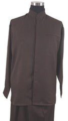 Men's Chocolate Brown High Mandarin Banded Walking Sets